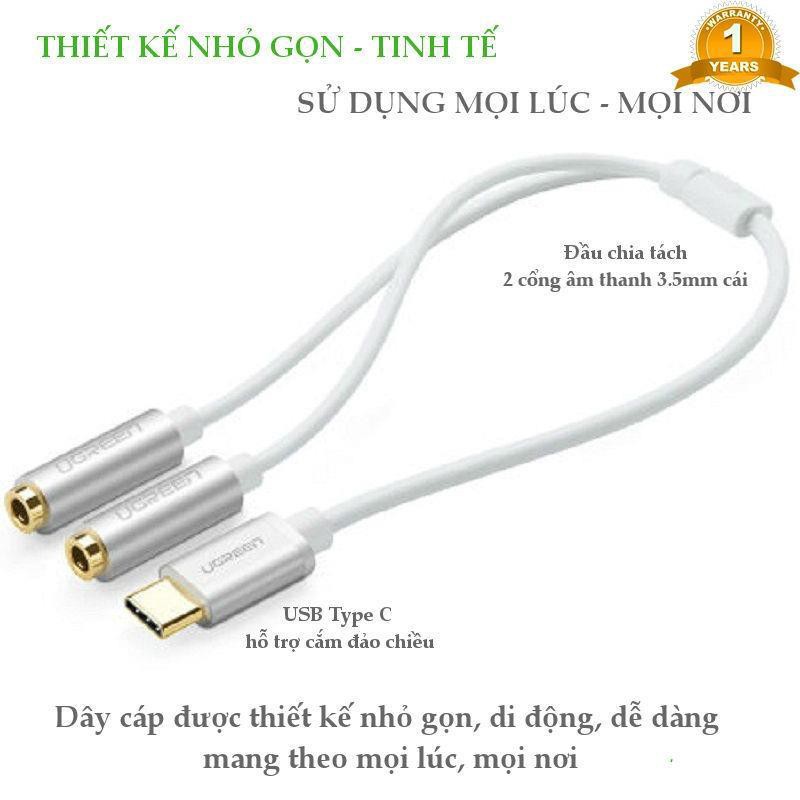 Cáp Chuyển USB Type C Sang 2 Cổng Audio 3.5MM Ugreen 30732