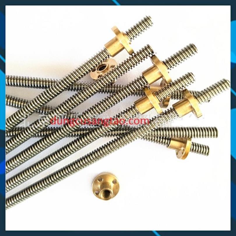 Vít me T screw inox 304 T8 mm dài 1m  / Thanh ren inox phi 8mm dài 1m kèm đai ốc Nut cao cấp