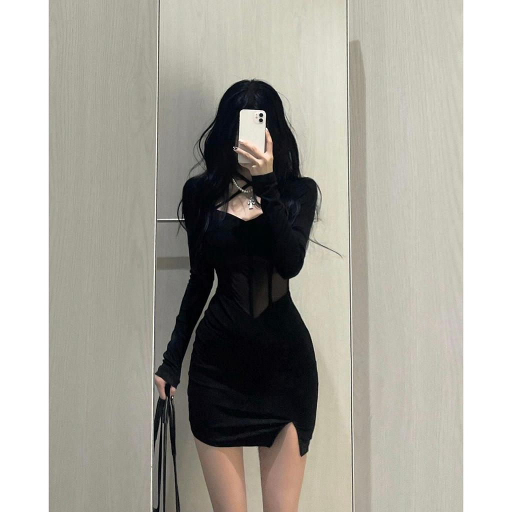-  Quà tặng sinh nhật,bạn gái,cho nữ,tết Đầm body tay dài thun mỏng