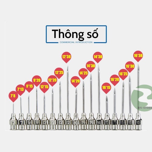 Kim tiêm thú y Dương Ninh 1 vỉ 10 kim dùng trong chăn nuôi KT18