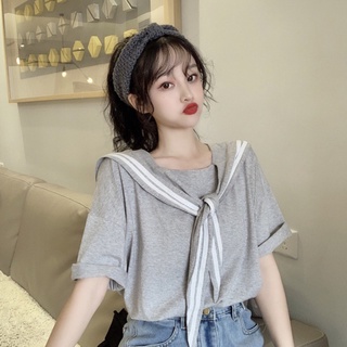 Áo thun nữ tay lửng cổ thủy thủ thời trang