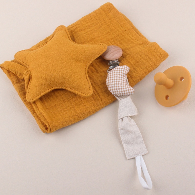 Bộ 3 Khăn Cotton Mềm Mịn Kẹp Núm Vú Giả / Núm Vú Giả Dễ Thương Cho Bé Sơ Sinh