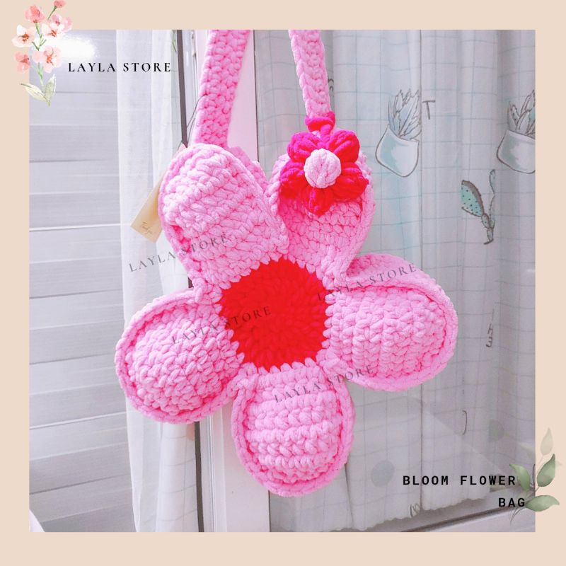 Túi len bông hoa Bloom Flower Bag nhiều màu - túi len handmade hot trend Layla Store