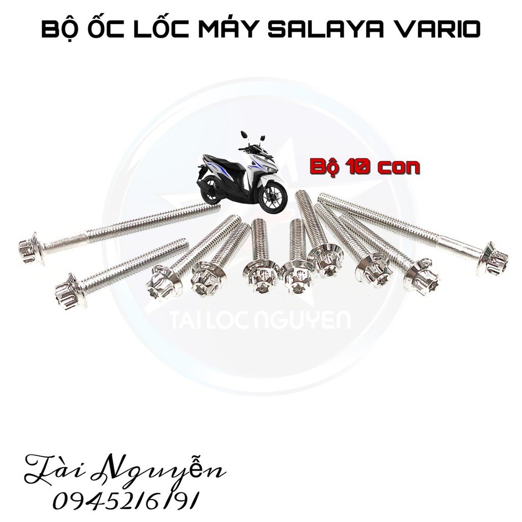 BỘ ỐC LỐC MÁY INOX SALAYA DÀNH CHO XE MÁY CÁC DÒNG