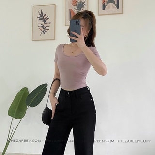 Zareen | áo thun ôm croptop cổ tròn zareen thu141