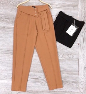 Quần tây baggy phối cúc cạp cao