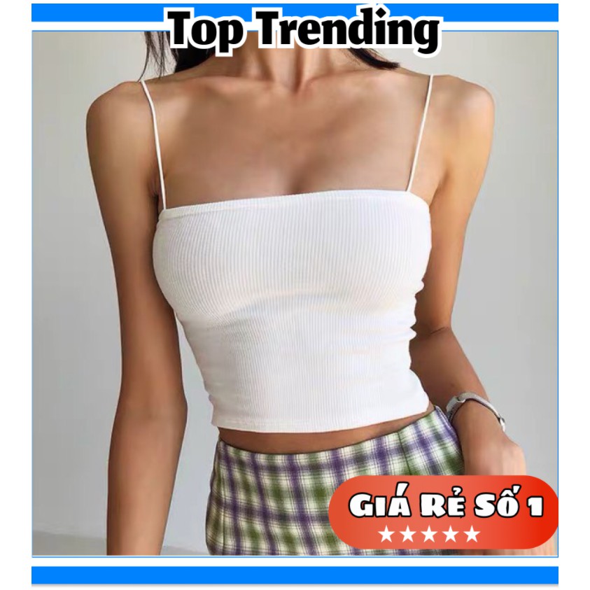 Áo 2 dây sợi bún thun gân đẹp 100% cotton đen trắng , áo croptop ôm mặc trong siêu mát