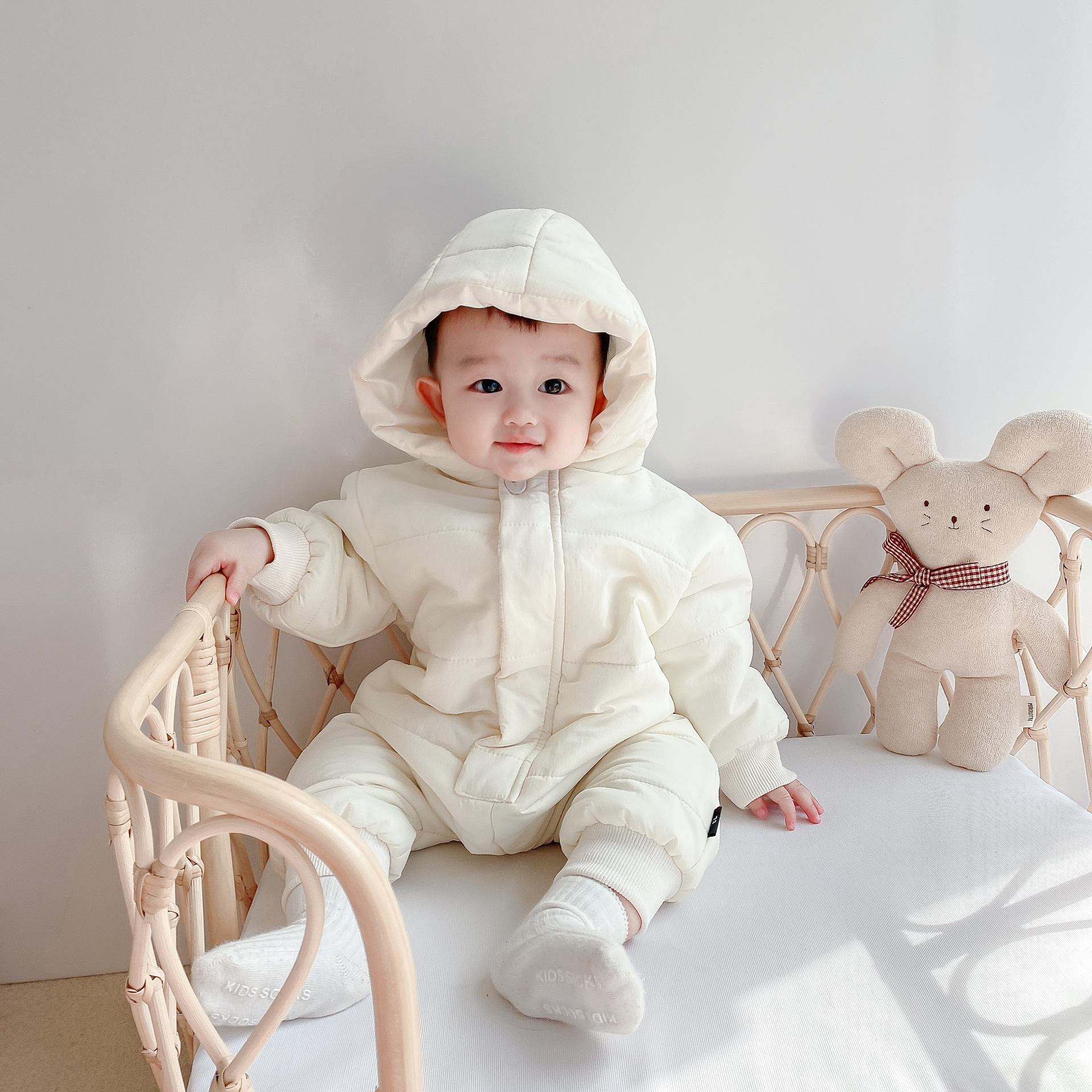 Bộ Áo Liền Quần Vải Cotton Thời Trang Mùa Đông Cho Bé