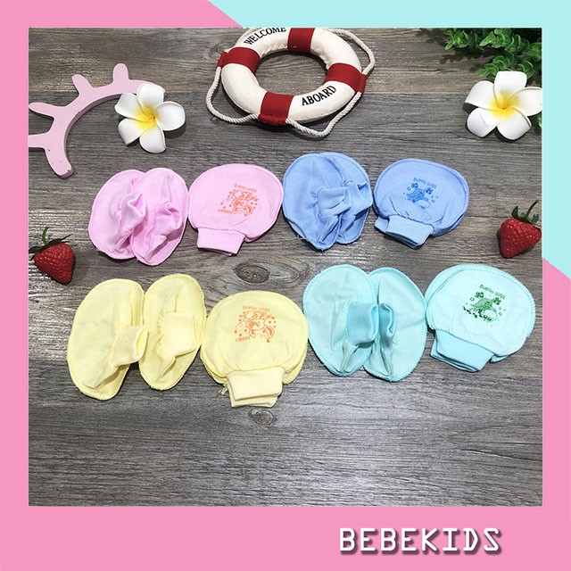 Bao tay sơ sinh, bao chân,[1sét gồm bao tay, bao chân] Loại cổ bo cho bé trai/gái từ 0-3m