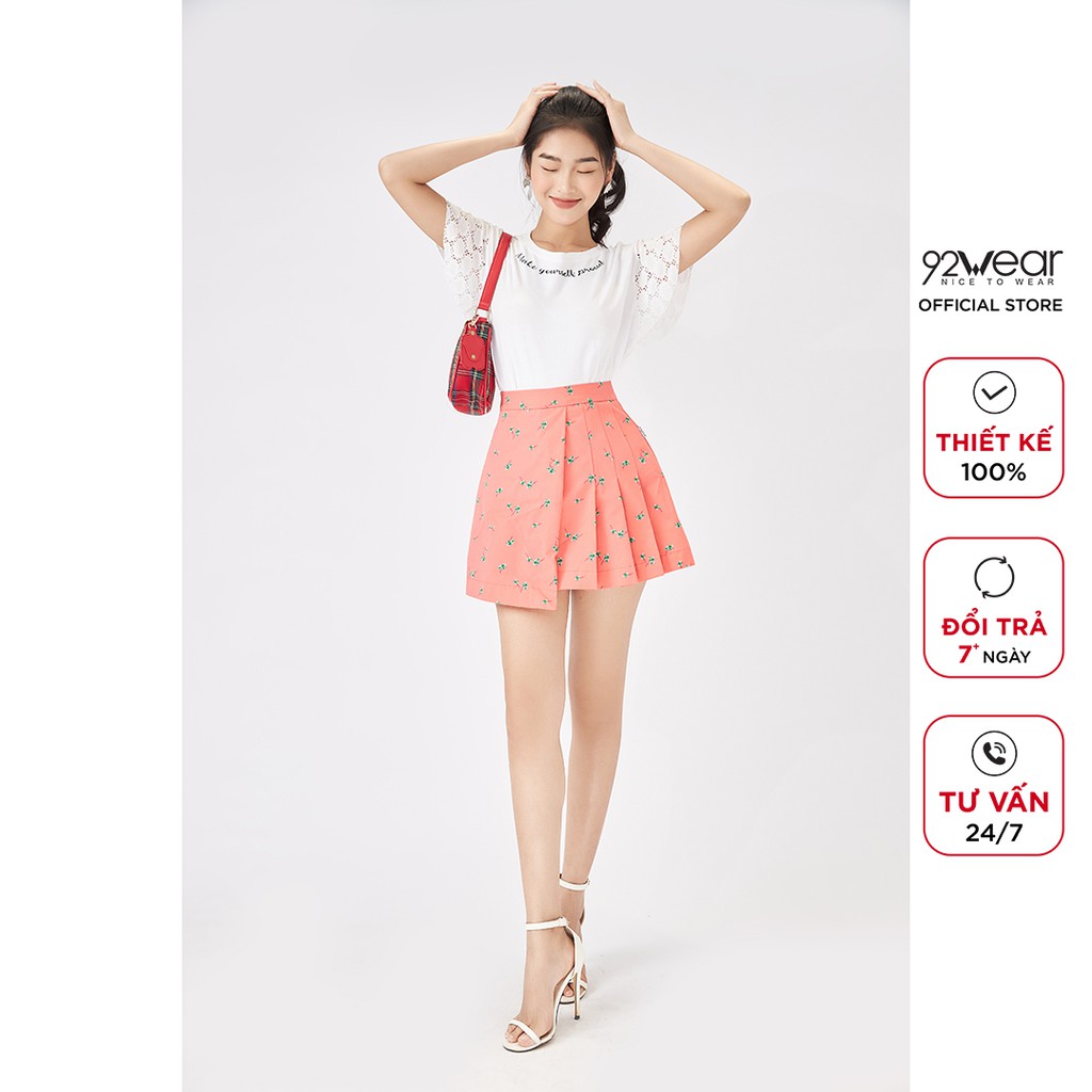 Chân váy ngắn xếp ly 1 bên 92WEAR JBW1165 | BigBuy360 - bigbuy360.vn
