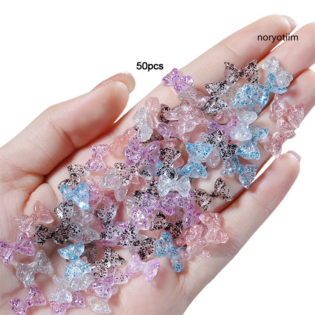 Bộ 50 nơ đính xinh xắn trang trí móng tay 3D DIY