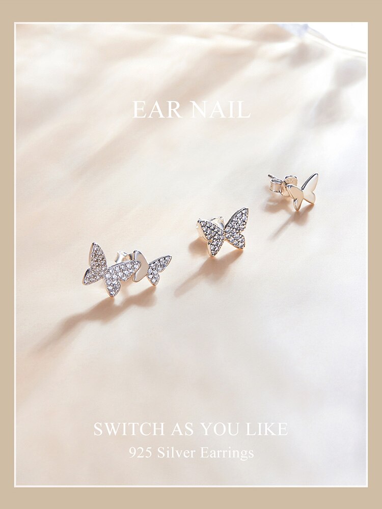 BAMOER 1 Bông Tai bạc 925 HìNh BướM ĐíNh Đá CZ Sb1068