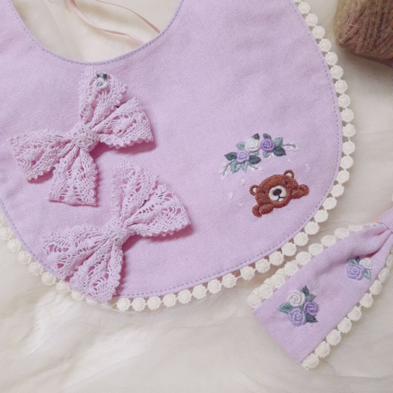 Yếm thêu/ Turban/ Cài tóc/ Kẹp tóc thêu tay cho mẹ và bé