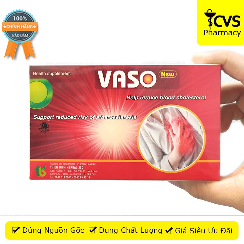 Viên Uống Vaso New - Giúp Tim Mạch Khỏe Mạnh, Giảm Nguy Cơ Nhồi Máu Cơ Tim