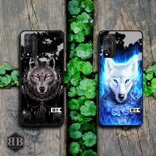 Ốp lưng kính cường lực Huawei Honor 10X Lite sói đêm hoang dã