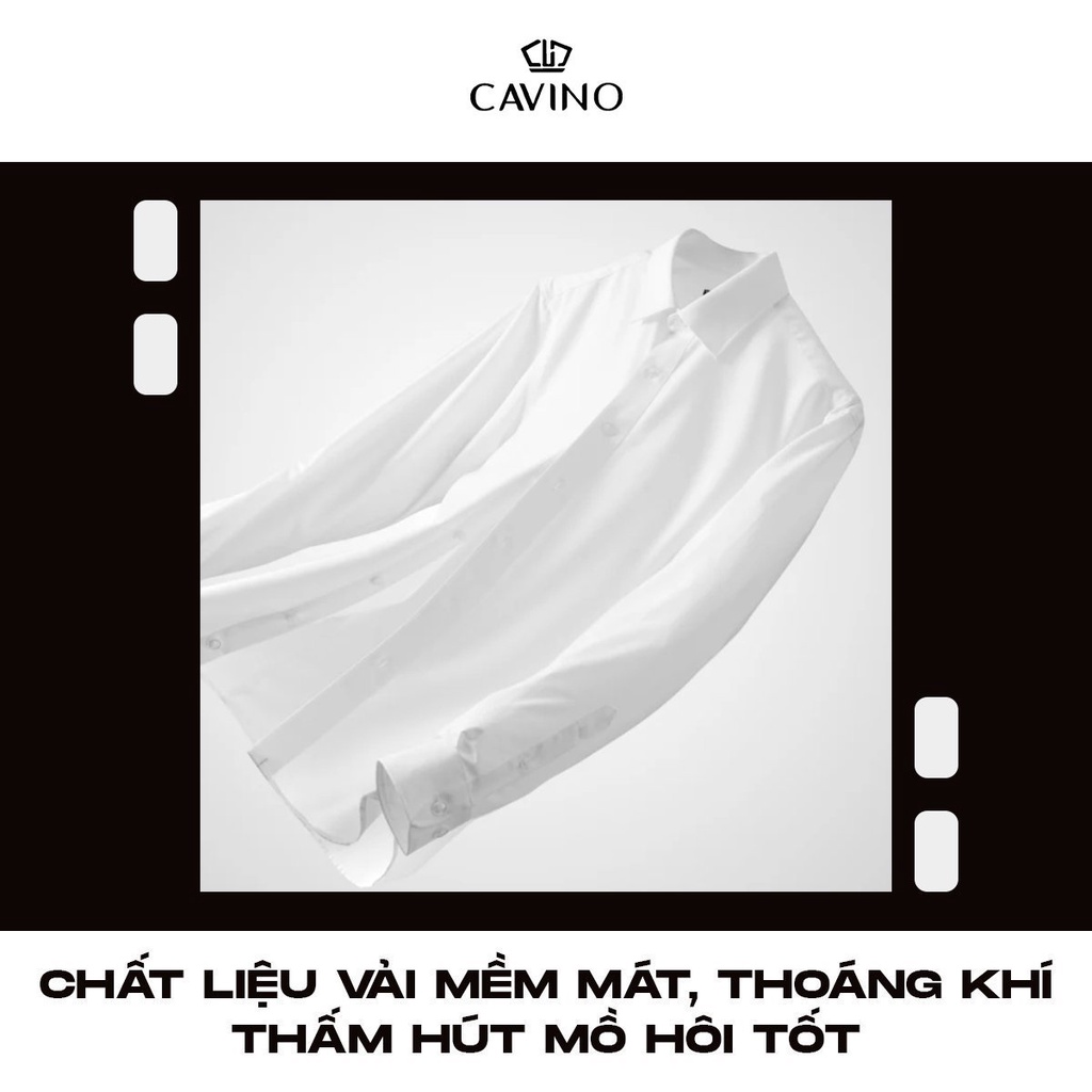 Áo sơ mi nam công sở CAVINO SMT365 Sơ mi trắng trơn chất liệu nano cao cấp chống nhăn,hút mồ hôi hiệu quả | BigBuy360 - bigbuy360.vn