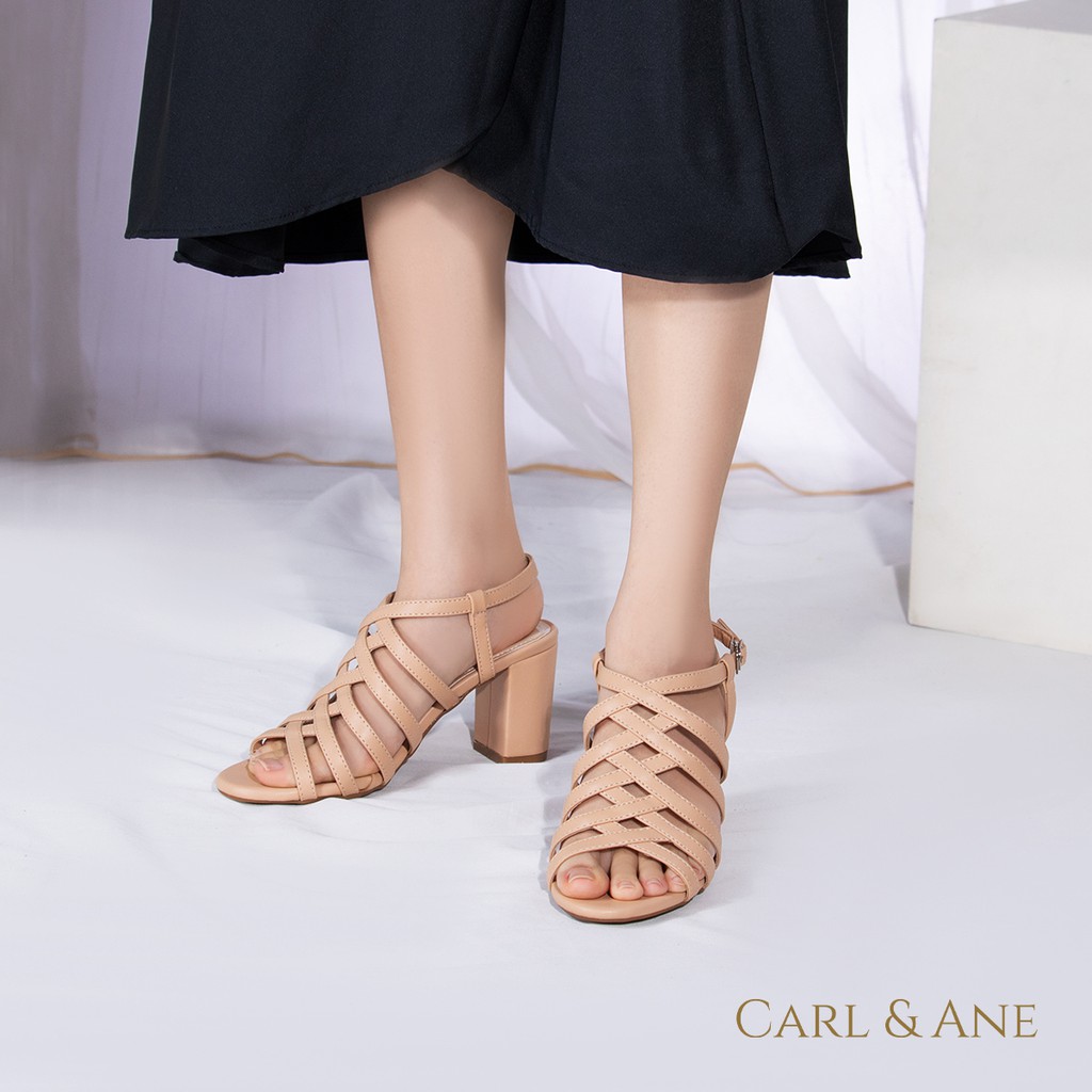 [Nhập MABR07061 giảm 8% cho đơn 99k] Carl & Ane - Giày sandal chiến binh thời trang nữ gót cao 7cm màu kem _ CS001