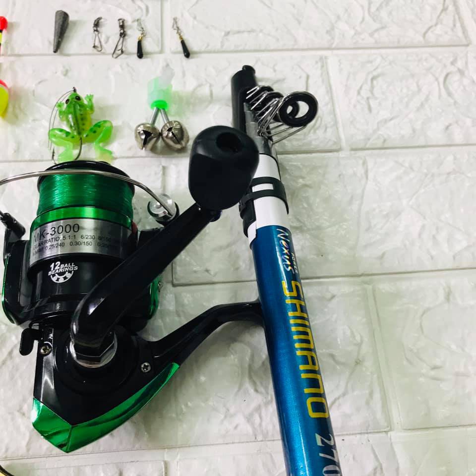 Bộ combo cần máy rút máy 3000, cần rút shimano. Đồ Câu Hùng