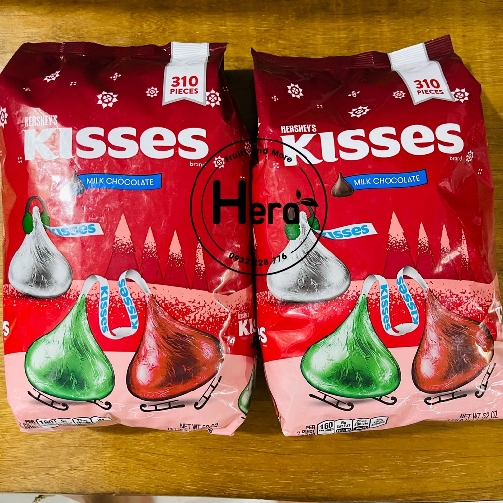 Chocolate Hershey’s Kisses Milk Chocolate Gói đỏ 1,47 Kg Của Mỹ(310 viên)