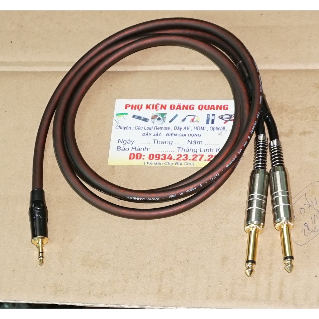 Dây loa 3.5 ra 2 đầu 6ly 1.5m ( điện thoại cắm vào micxer )
