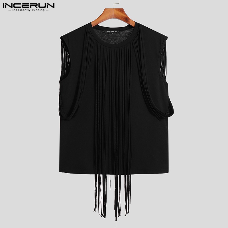 INCERUN Áo Tank Top Sát Nách Phối Tua Rua Thời Trang Dự Tiệc Cho Nam