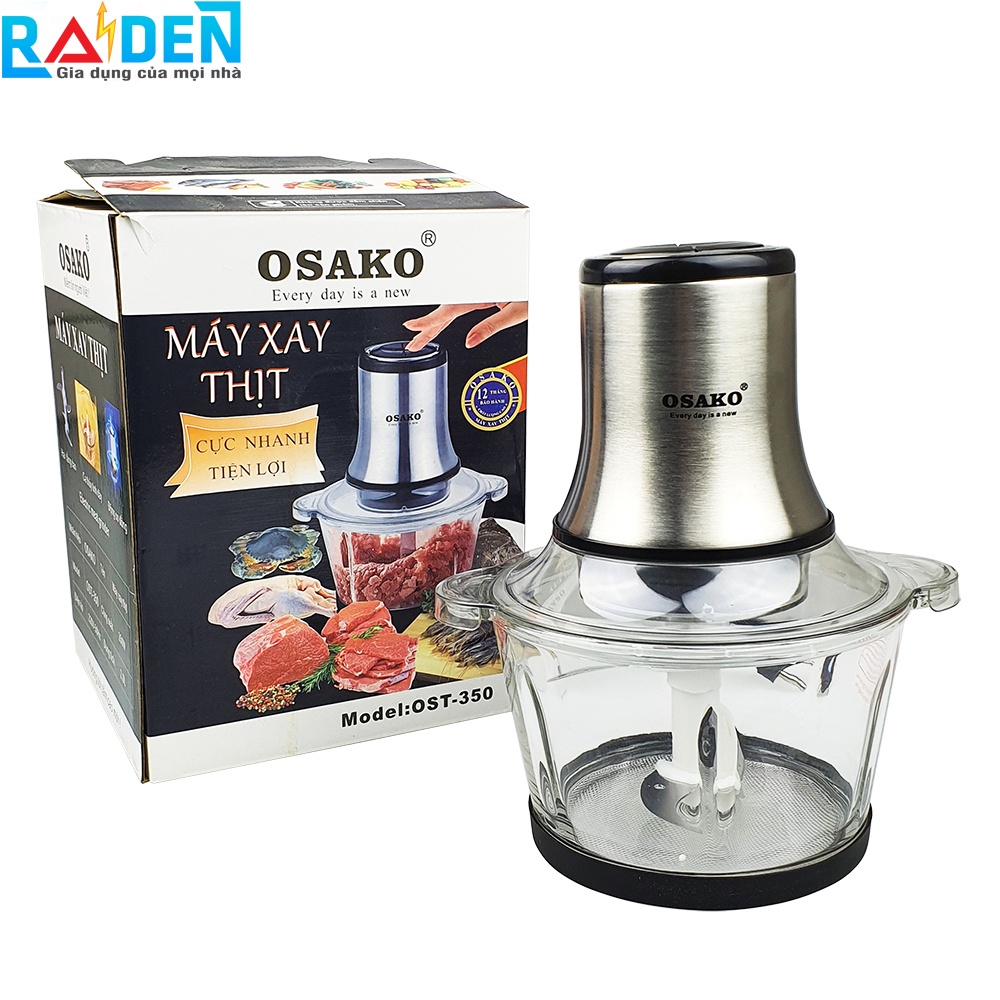 [Chính hãng] Máy xay thịt 350W Osako OST-350 cối thủy tinh 2L xay thịt cá, xay gia vị làm nước chấm, làm chả giò