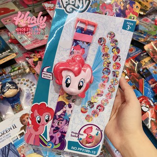 Đồng hồ điện tử đeo tay chiếu ảnh hình Pony nổi 3D cho trẻ em bé gái màu hồng siêu xinh - 24NDH3DPN