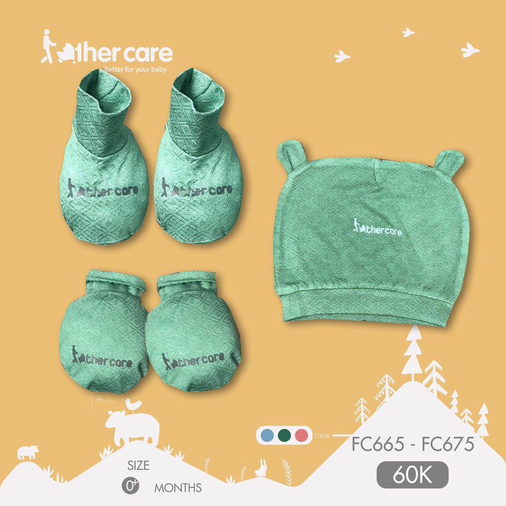 Set mũ sơ sinh FatherCare có tai - Trám FC665