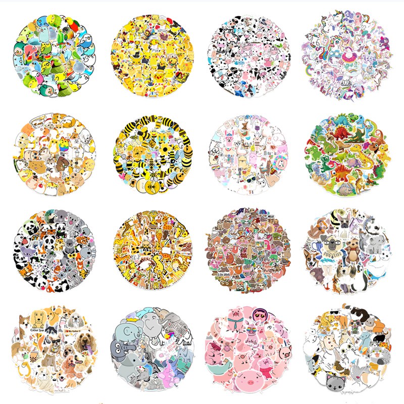 50 Miếng dán 17 kiểu hình động vật hoạt hình dễ thương
