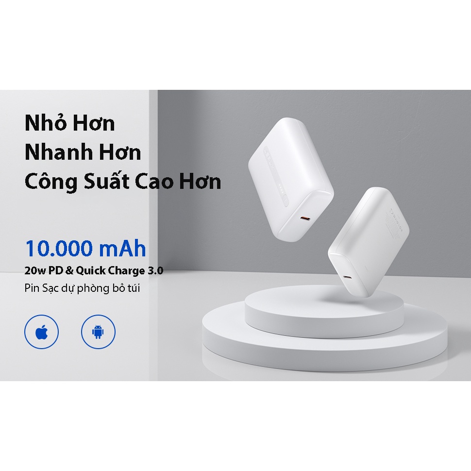 [Mã BMLTA50 giảm 10% đơn 99K] Sạc Dự Phòng Mini Dung Lượng Pin 10000mAh JSAUX PB2201 - Hai Cổng USB-C PD 20W và USB-A