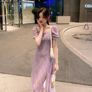 Đầm Vải Voan Hoạ Tiết Hoa Phong Cách Cổ Điển Cho Nữ