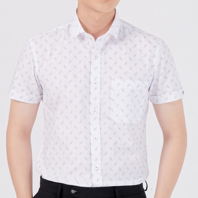 Áo Sơ Mi Nam Tay Ngắn. Chất cotton In Họa Tiết Nổi Bật , Trẻ Trung. Công Sở Lịch Lãm Blentino BSL05 -TN