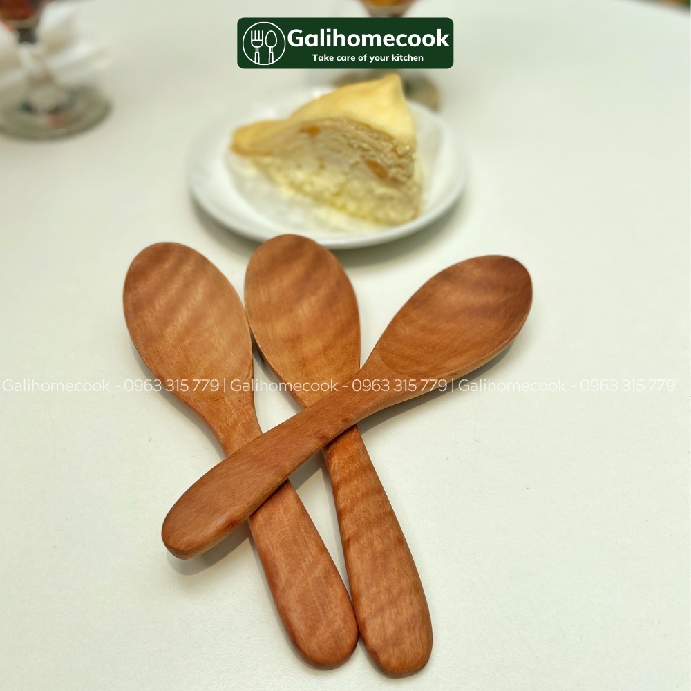 Thìa gỗ nhãn mộc ăn soup xuất khẩu 18x4,5cm | Longan wood Spoon Galihomecook TGN-5