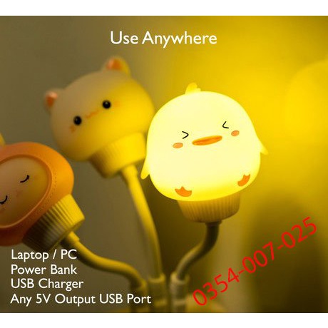 Đèn ngủ cắm điện USB hoặc sạc dự phòng có điều khiển hẹn giờ hình gấu và thỏ vịt và mèo cute