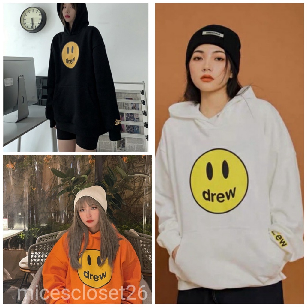 [Siêu Phẩm] Áo hoodie mặt cười DREW . Áo nỉ hoodie form rộng kiểu dáng unisex nam nữ mặc được
