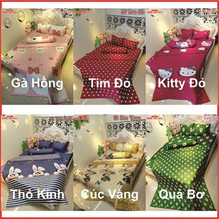 Bộ Chăn Ga và Vỏ Gối 5 Món ⚡ Ga Gối POly Cotton ⚡ Chăn Chần Bông 3 Lớp hàng Loại 1 Phù Hợp Thời tiết Hè THu