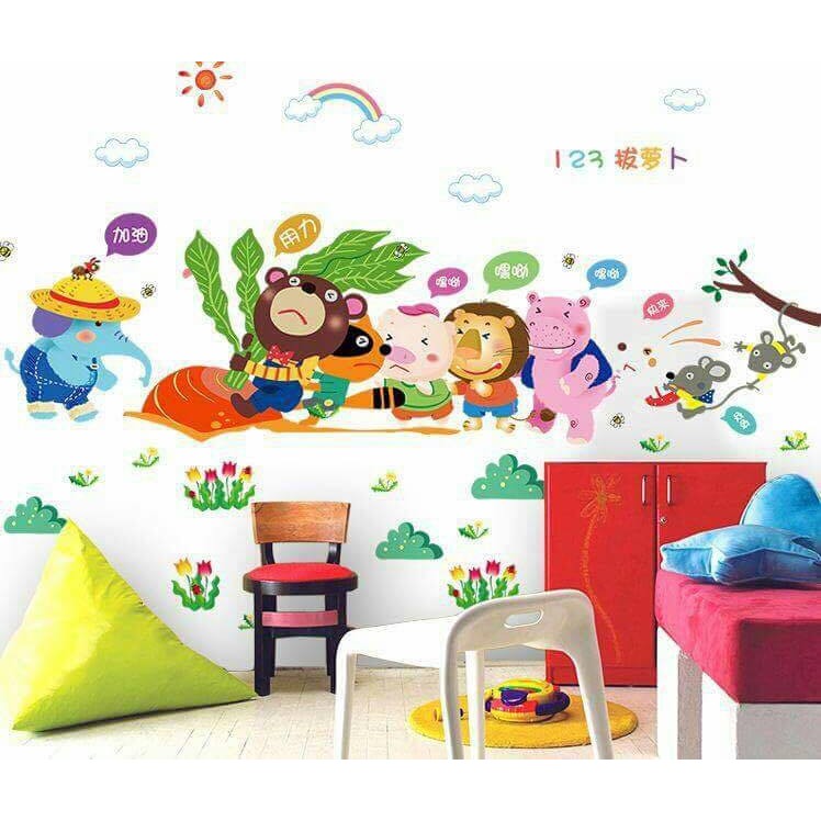 decal dán tường thú nhổ củ cải