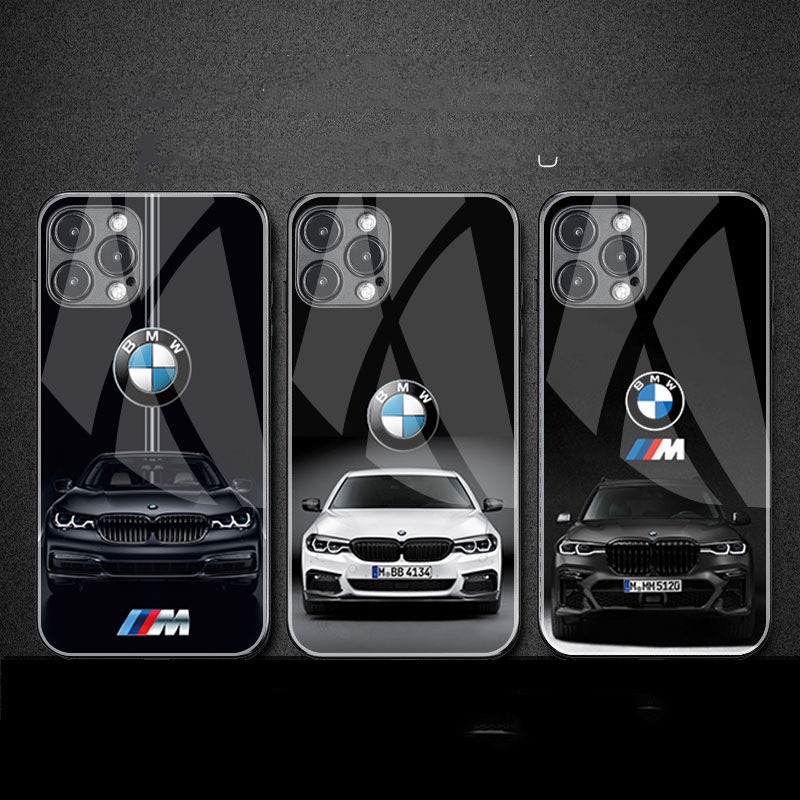 Ốp Điện Thoại Kính Cường Lực Chống Sốc In Hình Logo Xe Hơi BMW Cho IPhone 14 11 12 13 Pro XS X XR Max