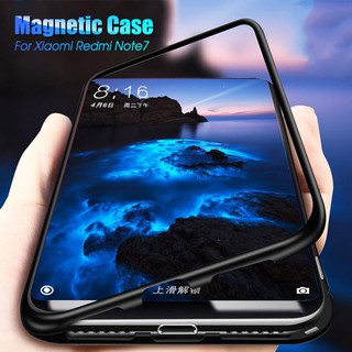 Ốp điện thoại kính cường lực khung nam châm bảo vệ toàn diện cho Xiaomi Redmi Note 7