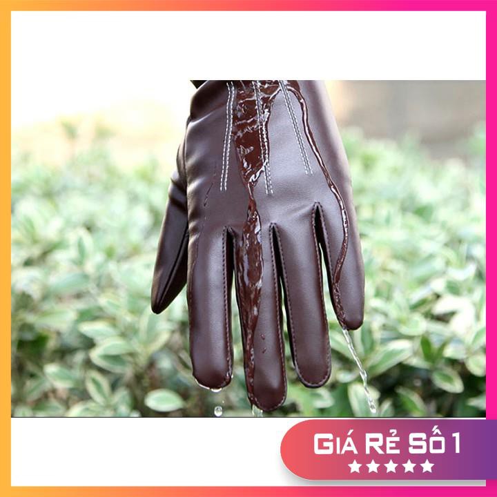 Găng Tay Da Lót Lông Cảm Ứng Smart phone chống nước cảm ứng 10 ngón cực nhạy