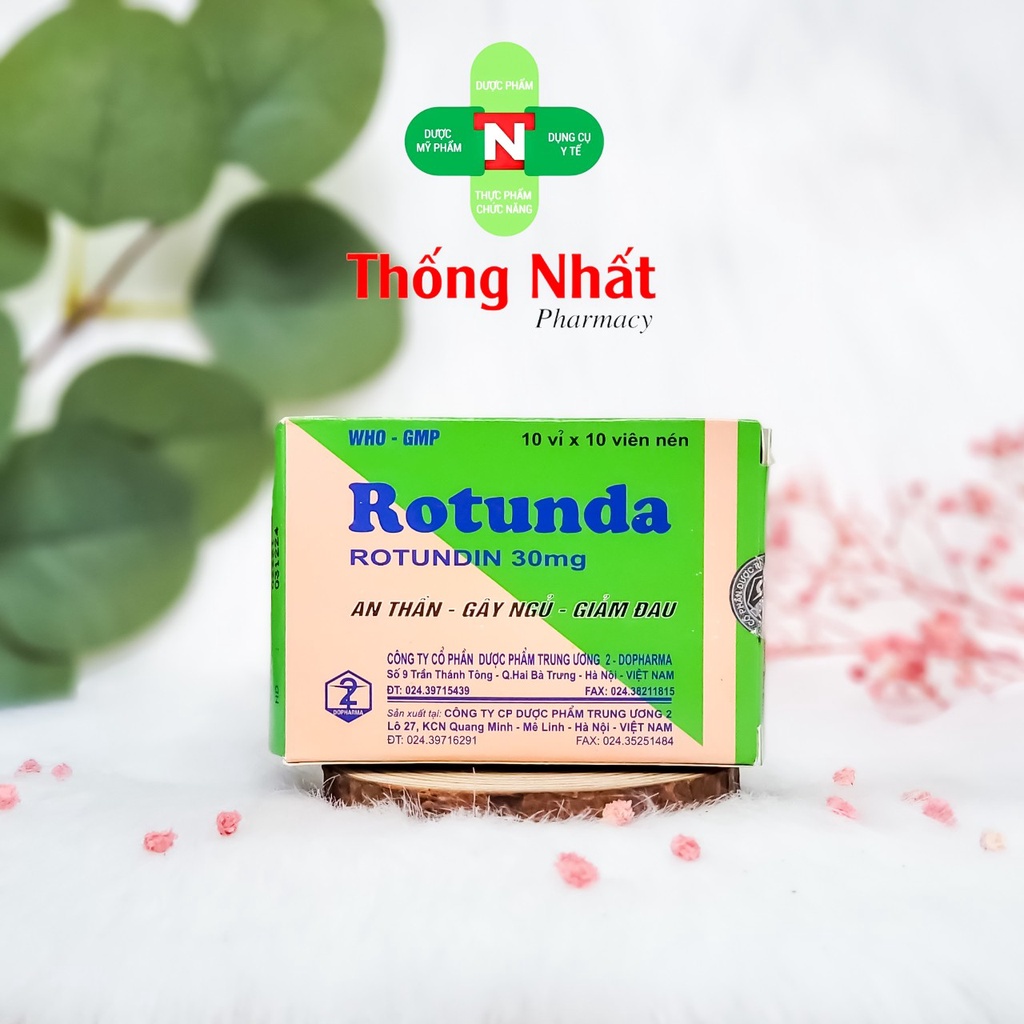 Viên An Thần Rotunda 30mg Rotundin Hỗ Trợ Giấc Ngủ Hộp 100 viên Tương Tự Mimosa