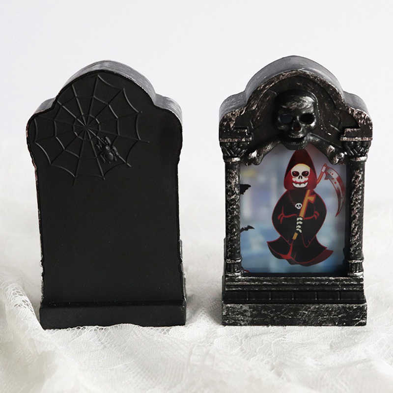Halloween Graveyard Prop Led Light Lamp Skeleton Tombstones Headstone Lighting