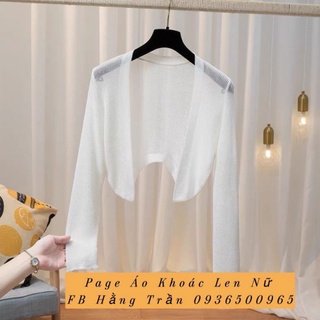 Áo khoác len lửng mỏng tay dài bo eo.