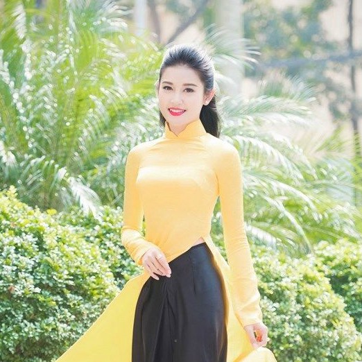 Freeship 99k TQ_ÁO DÀI TRUYỀN THỐNG VÀNG LỤA THÁI TUẤN may theo số đo