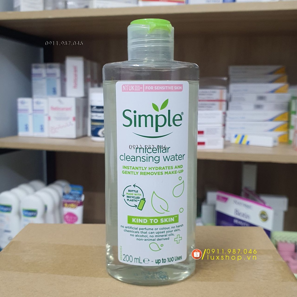 Tẩy trang Simple Micellar Cleansing Water 200ml chính hãng - PN99971