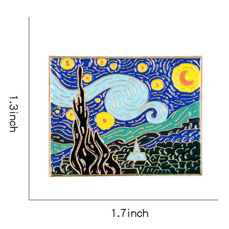 Ghim Cài Áo Hình Tranh Sơn Dầu Van Gogh Sáng Tạo