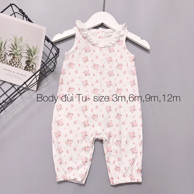 jumper cho bé - Body đùi ba lỗ hoa nhí cho bé (3m,6m,9m,12m)