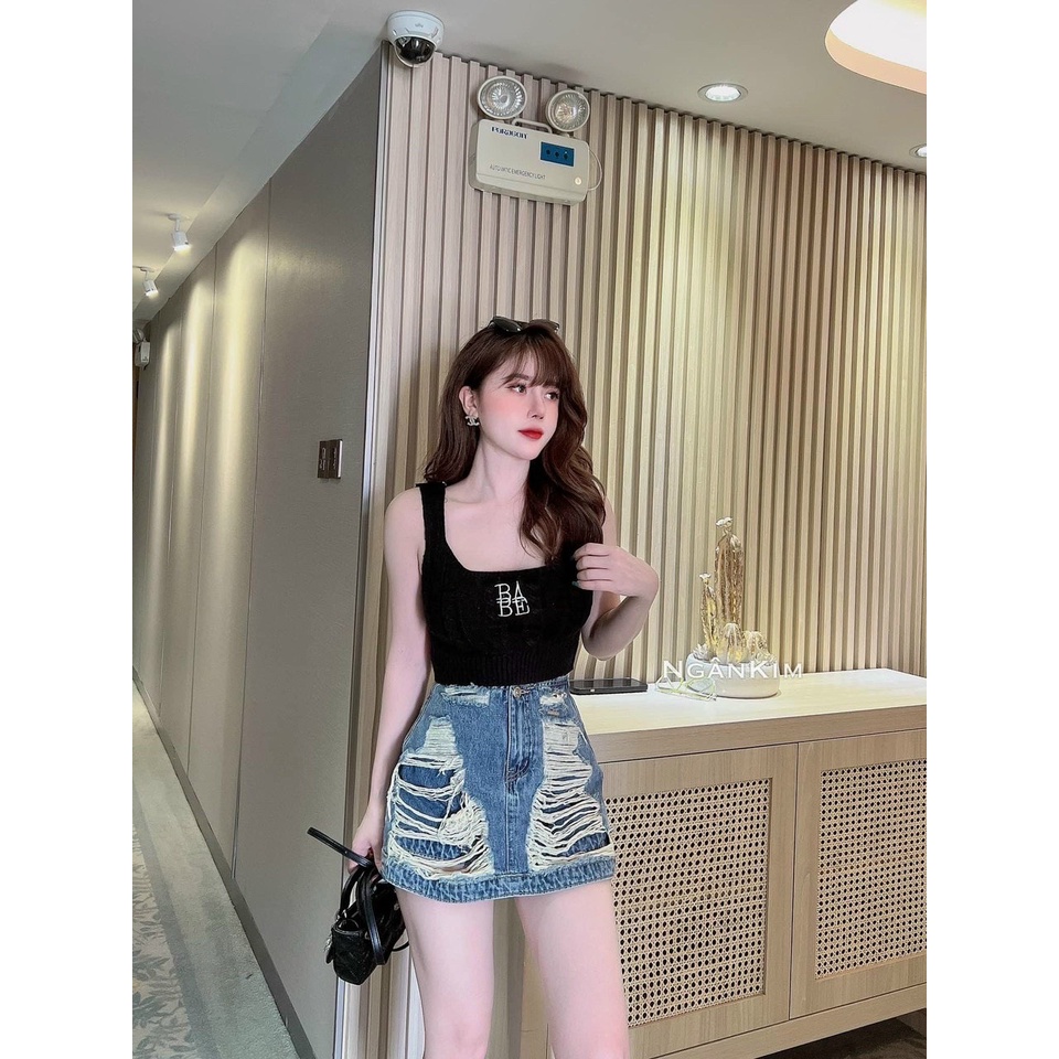 Quần váy jeans COTTON rách hót hàng VNXK siêu xinh