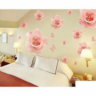 Decal dán tường Hoa hồng 3D