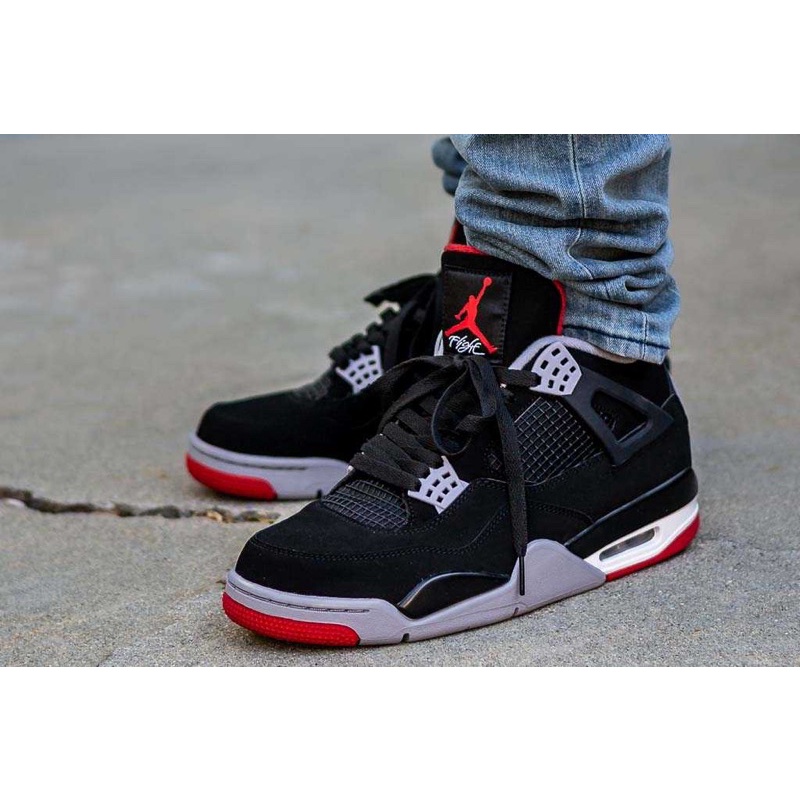 'Giày Cổ Thấp' Nike Air Jordan 4 Retro Bred